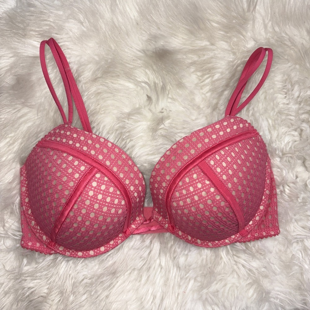 Victoria's Secret Very Sexy Push‎ Up Underwire Plunge Bra Womens Size 34DD Pink